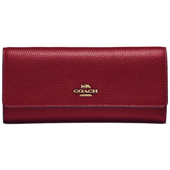 COACH Soft Leather Trifold Wallet Red Auth Coach - Picture 3 of 7